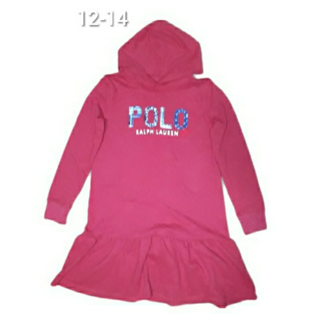 Polo Ralph Lauren Big Girls Logo Fleece Hoodie Dress. Size L